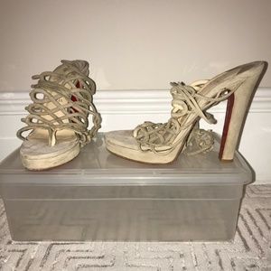 Christian Louboutin Salsbourg Nude Suede Sandals 3